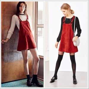 Urban Outfitters Cooperative Brandy Suede Leather Overalls Mini Dress sz M